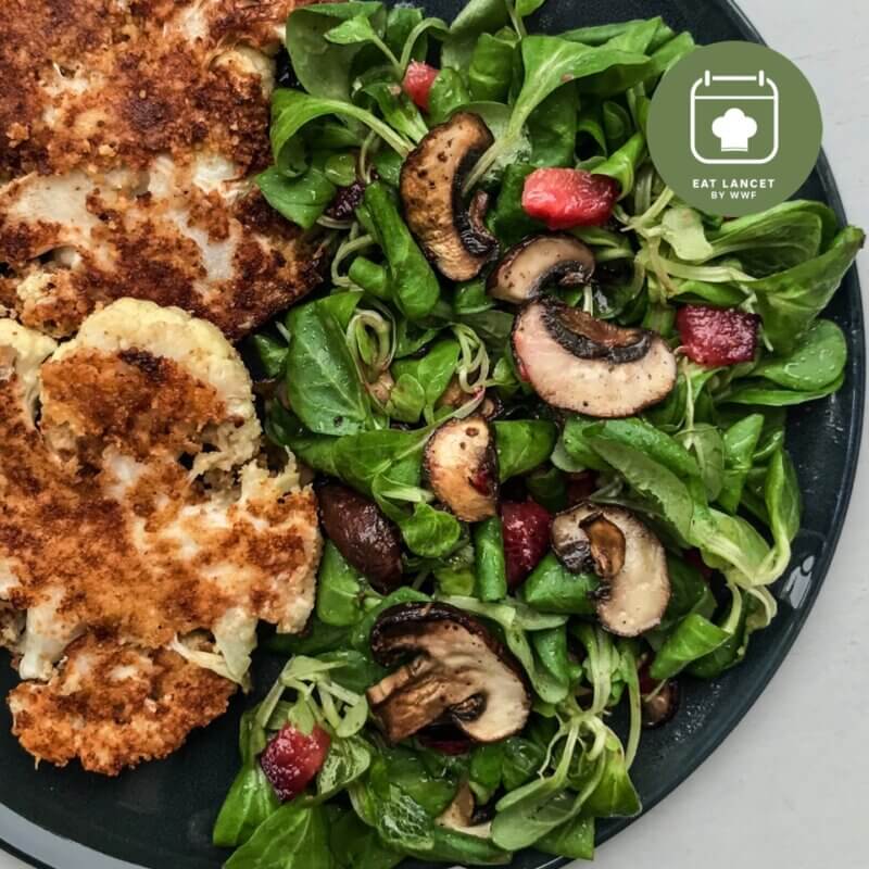 Blumenkohl Schnitzel An Fruchtigem Feldsalat Tupperware